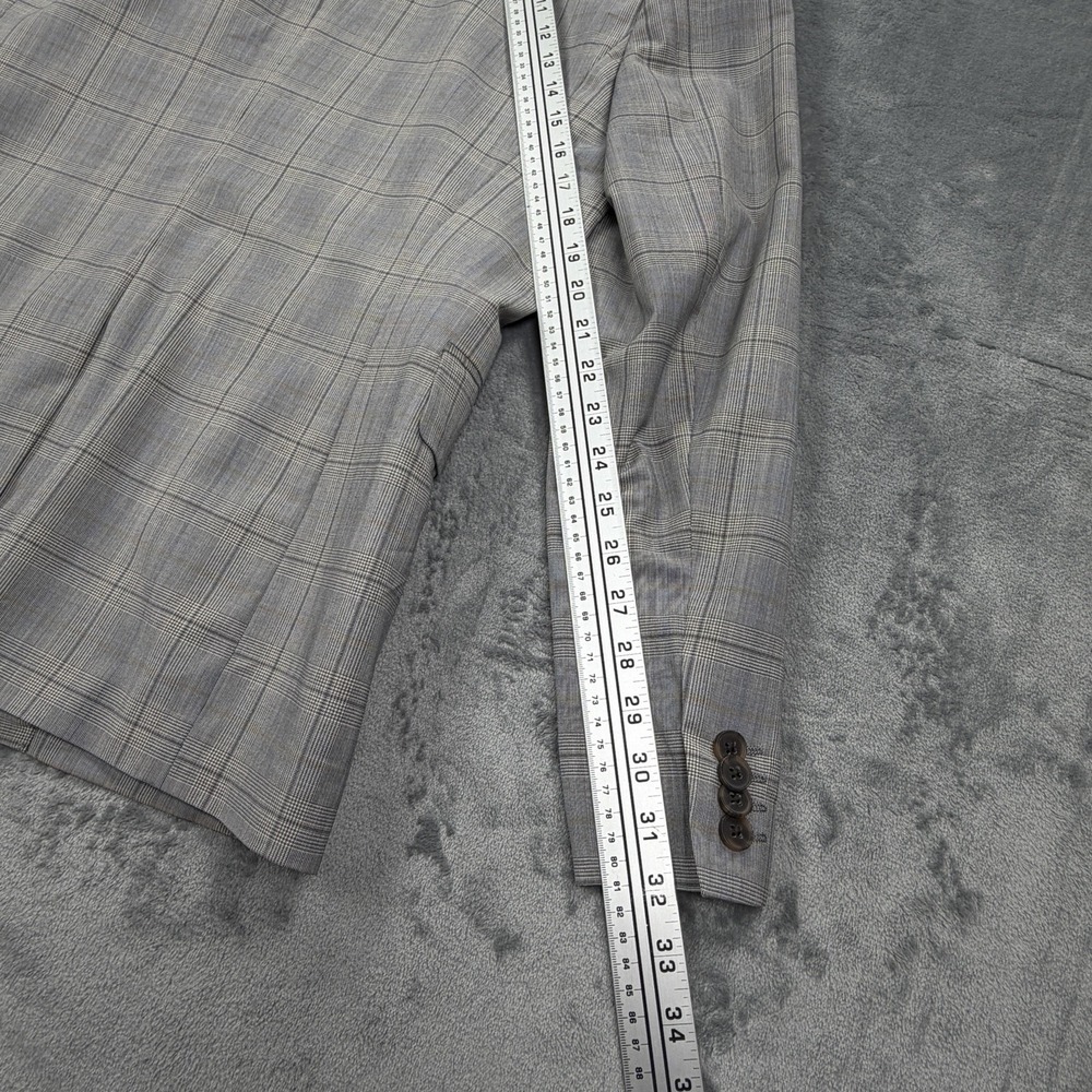Express Mens Blazer 40R Extra Slim Gray Plaid 4 Way Stretch Wool Sport Coat NWT - Picture 9 of 11